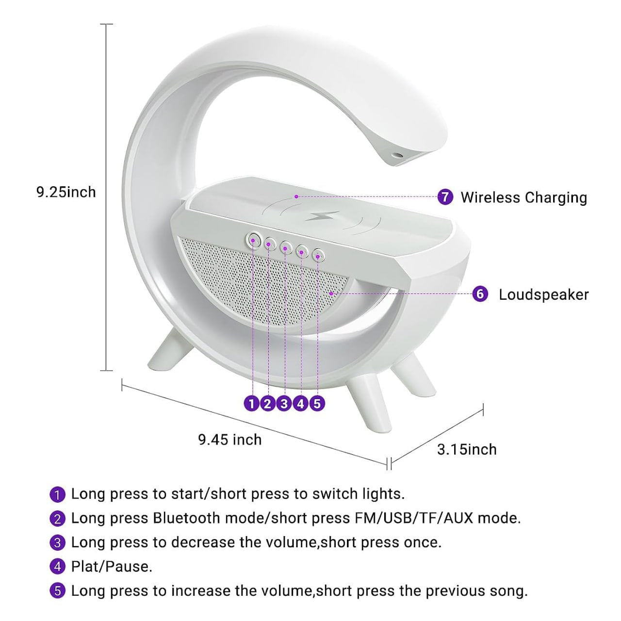 G-Shape LED Wireless Charging Speaker Lamp – Cutesy Poo